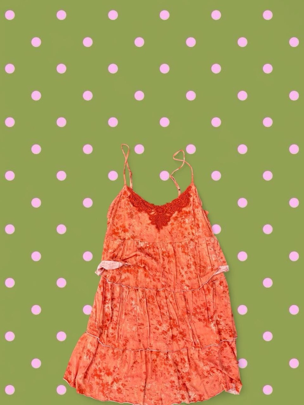 Mudd Coral-Orange Floral Lace-Trim Mini Dress